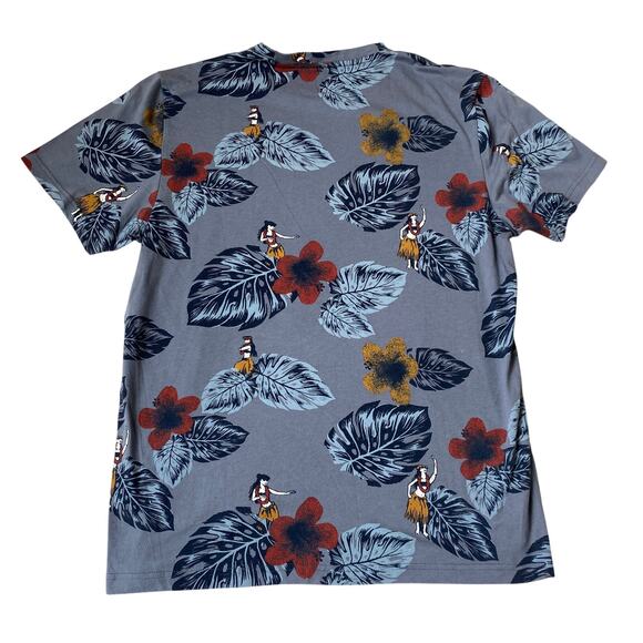 American Rag Hawaii Hula Dancer Graphic T-shirt Men Size L Blue Short Sleeve Tee - Picture 2 of 6